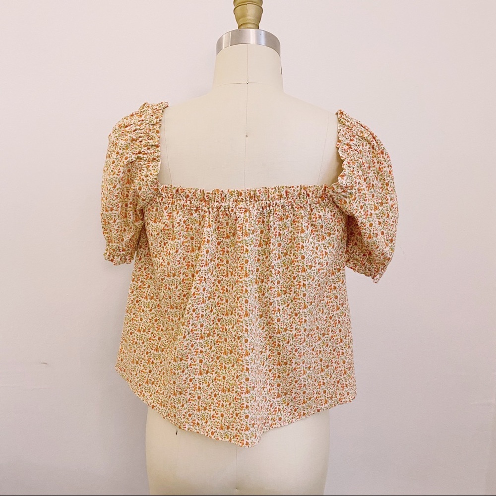 Reformation Jeans Floral Puff Sleeve Blouse Top
